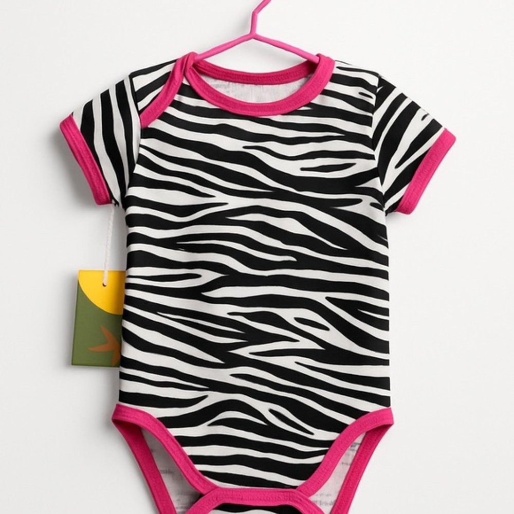 Black and Pink Zebra Print Bodysuit Set
